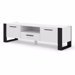 Donnely - meuble tv - blanc et noir - 160 cm