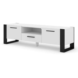 Donnely - meuble tv - blanc et noir - 160 cm