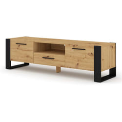Donnely - meuble tv - bois et noir - 160 cm