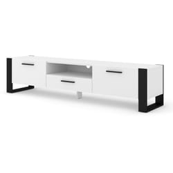 Donnely - meuble tv - blanc et noir - 200 cm