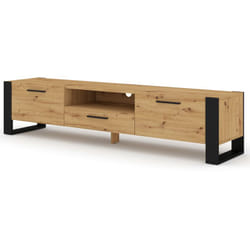 Donnely - meuble tv - bois et noir - 200 cm