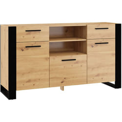 Donnely - buffet bas - bois et noir - 155 cm