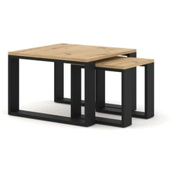 Bestmobilier - Donnely - lot de 2 tables basses - bois et noir - 60 et 38 cm