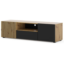 Ozzy - meuble tv - bois et noir - 150 cm