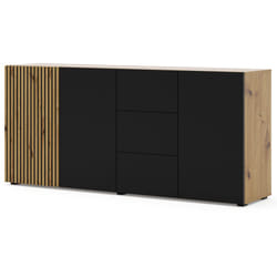 Ozzy - buffet bas - 3 tiroirs - bois et noir - 180 cm