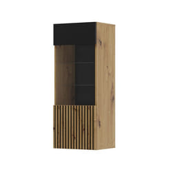 Ozzy - vitrine suspendue - bois et noir - 115 cm