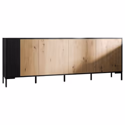 Cambridge - buffet bas - bois et noir - 200 cm