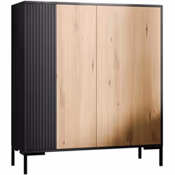 Cambridge - buffet haut - bois et noir - 129 cm