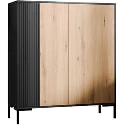 Cambridge - buffet haut - bois et noir - 129 cm
