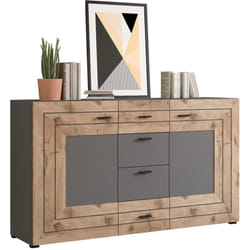 Wexford - buffet bas - gris et bois - 160 cm
