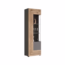Wexford - vitrine - gris et bois - 60x194 cm