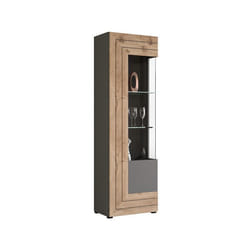 Wexford - vitrine - gris et bois - 60x194 cm