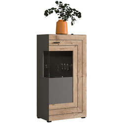 Wexford - vitrine - gris et bois - 60x117 cm