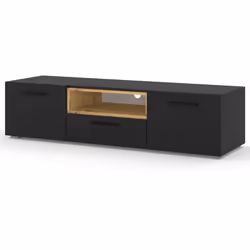 Leolio - meuble tv - noir et bois - 151 cm