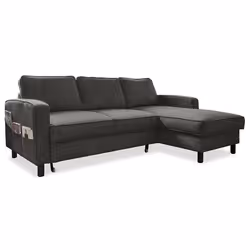 Molly - Canapé dangle droit 4 places convertible avec coffre en tissu - Gris Anthracite