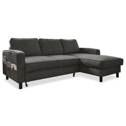 Molly - Canapé dangle droit 4 places convertible avec coffre en tissu - Gris Anthracite