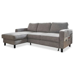 Molly - Canapé dangle gauche 4 places convertible avec coffre en tissu - Gris