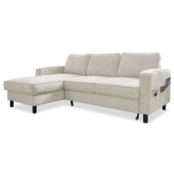 Molly - Canapé d'angle gauche 4 places convertible avec coffre en tissu