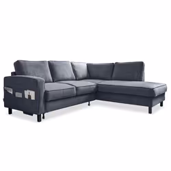 Molly - Canapé dangle droit 5 places convertible en tissu - Bleu