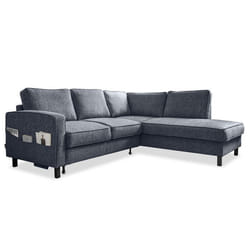 Molly - Canapé dangle droit 5 places convertible en tissu - Bleu