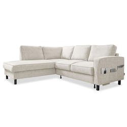 Molly - Canapé dangle gauche 5 places convertible en tissu - Beige