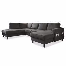 Molly - Canapé panoramique dangle gauche 7 places convertible avec coffre en tissu - Gris Anthracite
