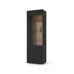 Leolio - vitrine - noir et bois - 60x190 cm