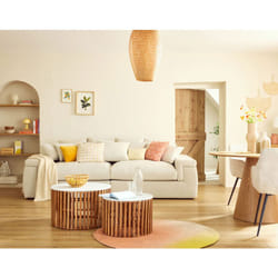 Sergio - canapé 4 places - assise profonde - en tissu - beige