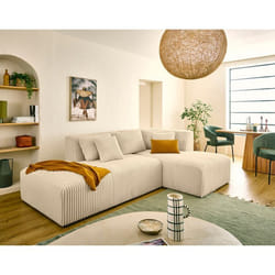 Victoire - canapé modulable dangle droit 4 places en velours côtelé grosses côtes - Beige