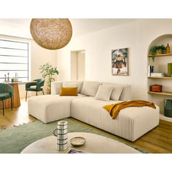 Victoire - canapé modulable dangle gauche 4 places en velours côtelé grosses côtes - Beige