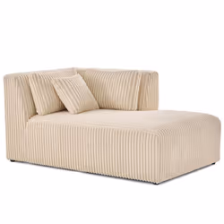 Victoire - module dassise méridienne droit en velours côtelé grosses côtes - Beige