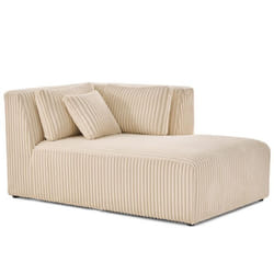 Victoire - module dassise méridienne droit en velours côtelé grosses côtes - Beige