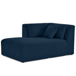 Victoire - module dassise méridienne gauche en velours côtelé grosses côtes - Bleu