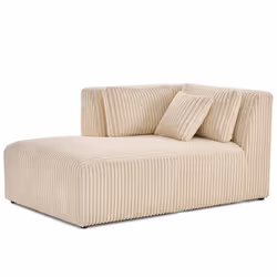 Victoire - module dassise méridienne gauche en velours côtelé grosses côtes - Beige