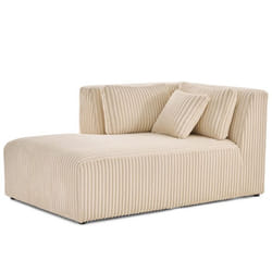Victoire - module dassise méridienne gauche en velours côtelé grosses côtes - Beige