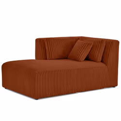 Victoire - module dassise méridienne gauche en velours côtelé grosses côtes - Terracotta