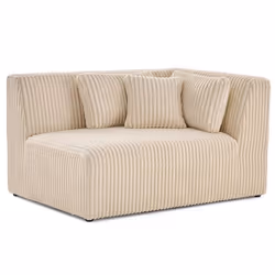 Victoire - module dassise dangle droit en velours côtelé grosses côtes - Beige