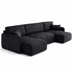 Lisa Design Apolline, lit sofa, Salon, Noir, 7 siège(s), Moderne, Doux
