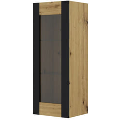 Pedro - vitrine suspendue - bois et noir - 125 cm