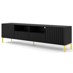 Lara - meuble tv - pieds dorés - 2 tiroirs - 200 cm