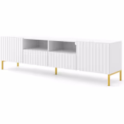 Lara - meuble tv - pieds dorés - 2 tiroirs - 200 cm