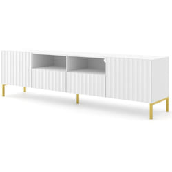 Lara - meuble tv - pieds dorés - 2 tiroirs - 200 cm