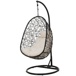 Bestmobilier - Leila - fauteuil suspendu 1 place - effet rotin noir