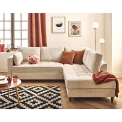 Lisa Design - Anna - canapé d'angle droit 5 places convertible en velours texturé