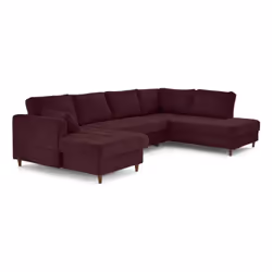 Lisa Design Anna, Canapé d'angle, Salon, Prune, 7 siège(s), Finition texturée, Moderne