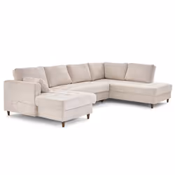 Lisa Design Anna, Canapé d'angle, Salon, Beige, 7 siège(s), Finition texturée, Moderne