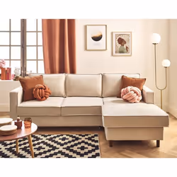 Jake - canapé d'angle droit 4 places convertible avec coffre en tissu velours relief