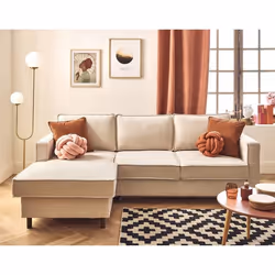 Jake - canapé d'angle gauche 4 places convertible avec coffre en tissu velours relief