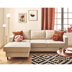 Jake - canapé d'angle gauche 4 places convertible avec coffre en tissu velours relief