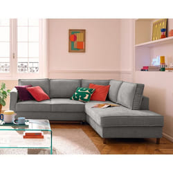 Jake - canapé d'angle droit 5 places convertible en tissu velours relief